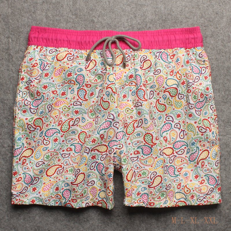 Paisley print elastic waist board shorts