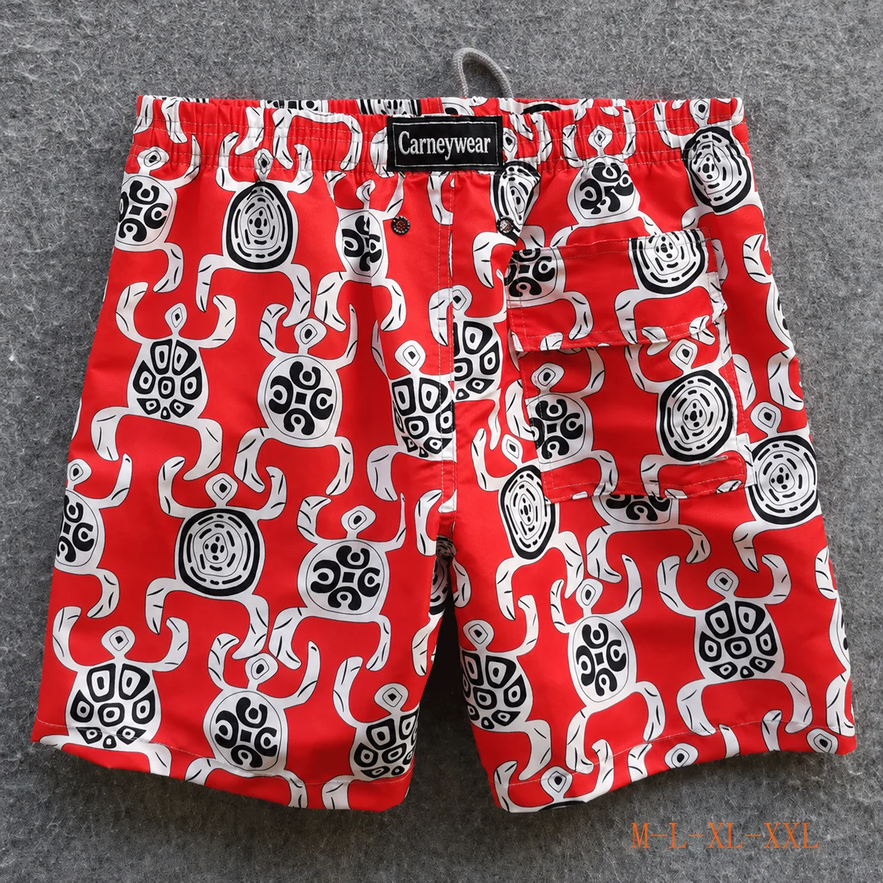 Back view of Red Abstract Icon Board Shorts