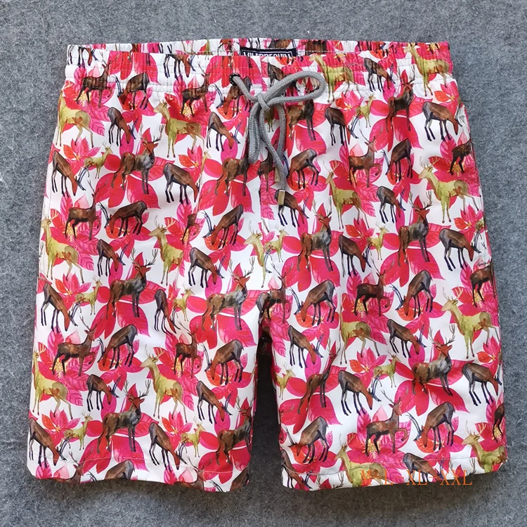 Front view of White Red Parrot Board Shorts